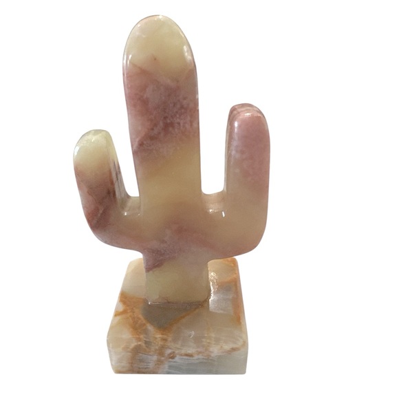 n/a Other - Mini Southwestern Curved Onyx Stone Cactus Figurine with Onyx base